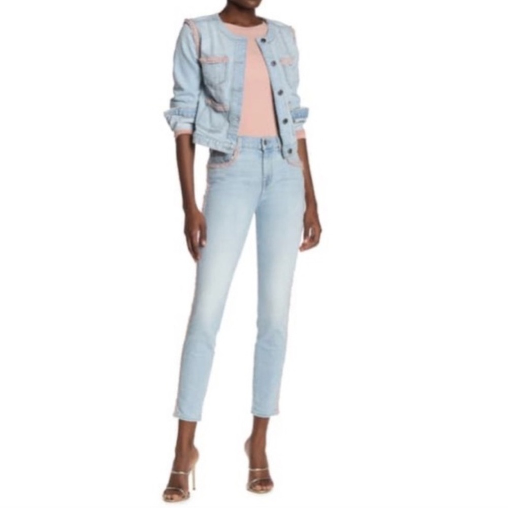 7 For All Mankind High Waist Ankle Skinny With Rainbow Fringe size 30  🌈 👖 - Picture 4 of 16